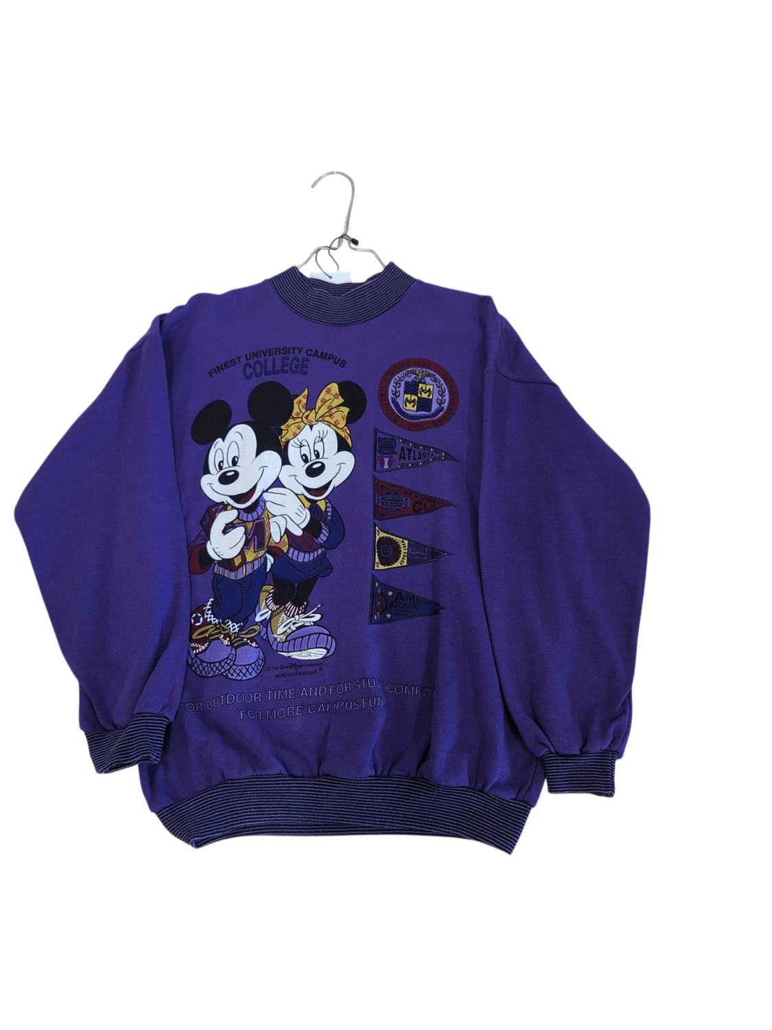 Vintage American Wear Purple Mickey Mouse College Sweatshirt - Size 16/18