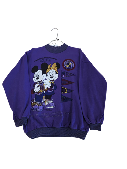 Vintage American Wear Purple Mickey Mouse College Sweatshirt - Size 16/18