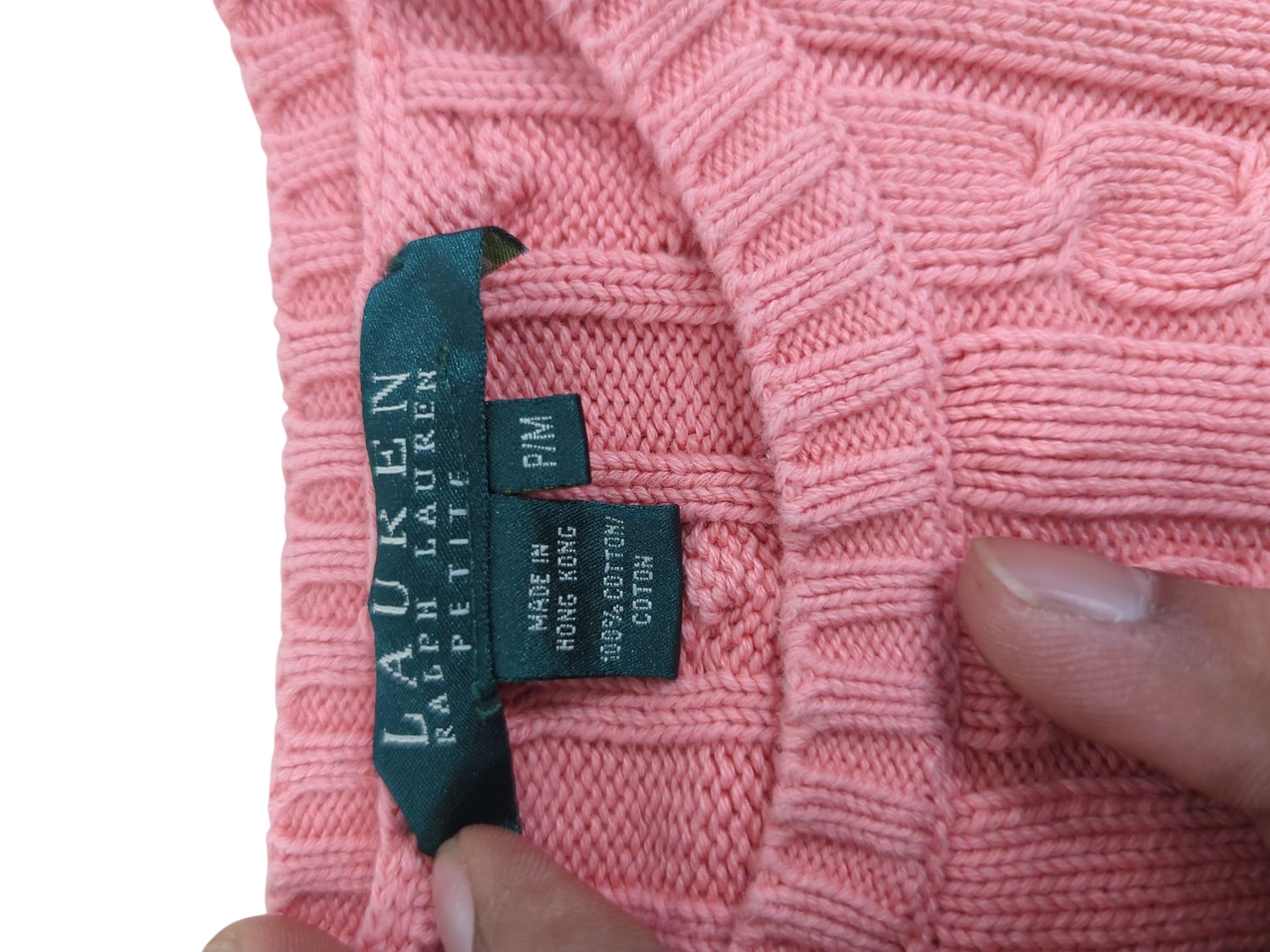Ralph Lauren Pink Cable Knit Sweater - Size PM (Petite Medium)