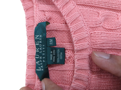 Ralph Lauren Pink Cable Knit Sweater - Size PM (Petite Medium)