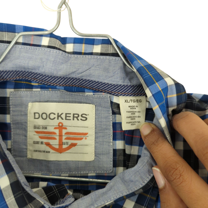 Dockers Blue Plaid Button-Down Shirt - Size XL