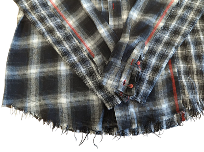 Rock Rebel Plaid Flannel Shirt with Original Sinners Patch - Size L