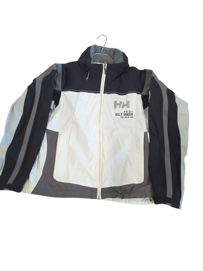 Helly Hansen Windbreaker Jacket - Size M/M - White/Black/Grey