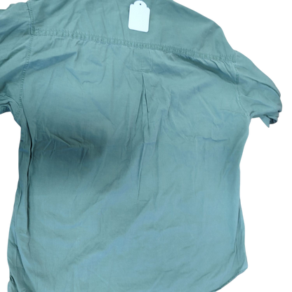 American Retro Green Button-Down Shirt - Casual Cotton Long Sleeve