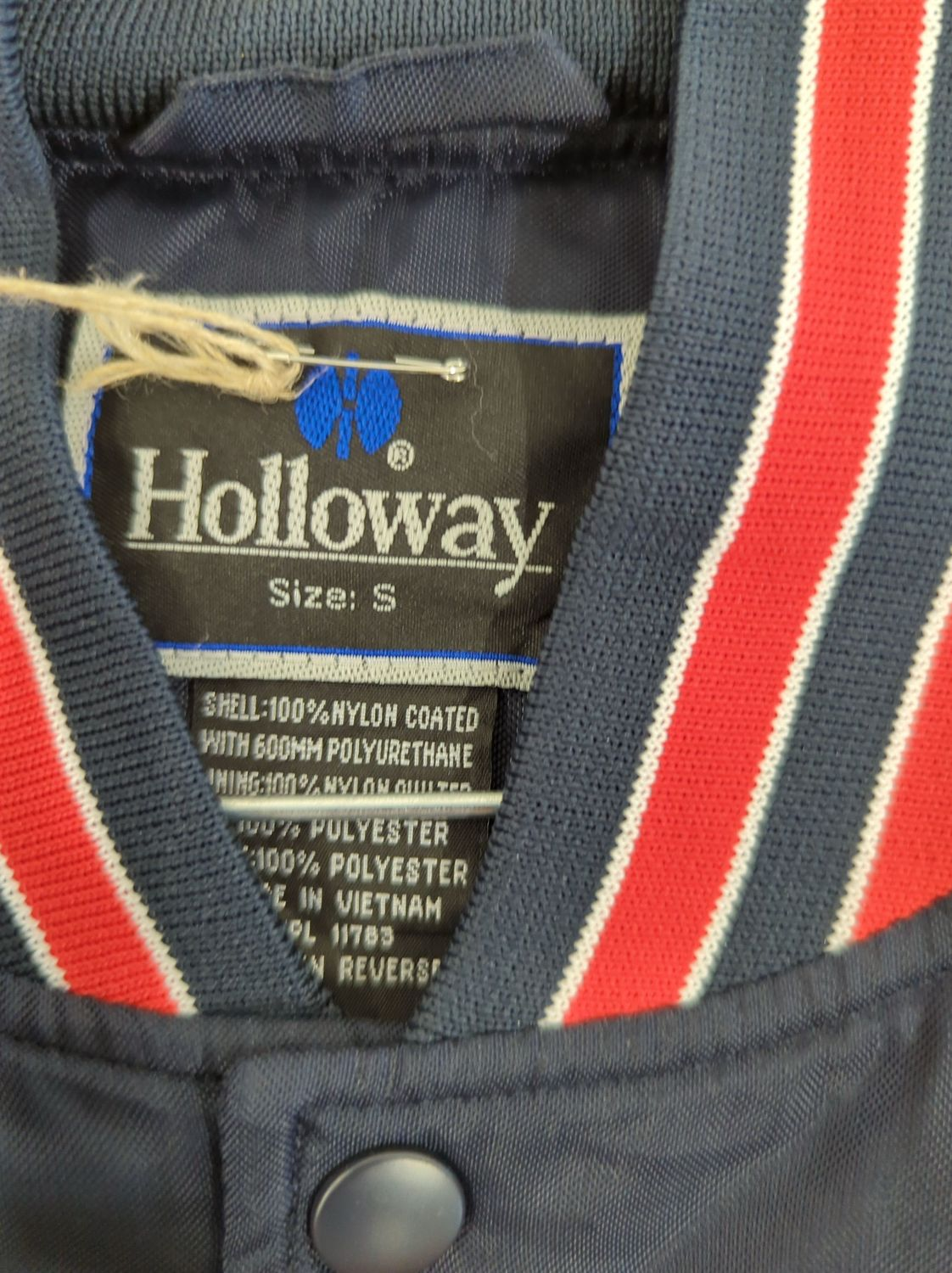 Holloway Navy Bomber Jacket with Red Lettering - Size S