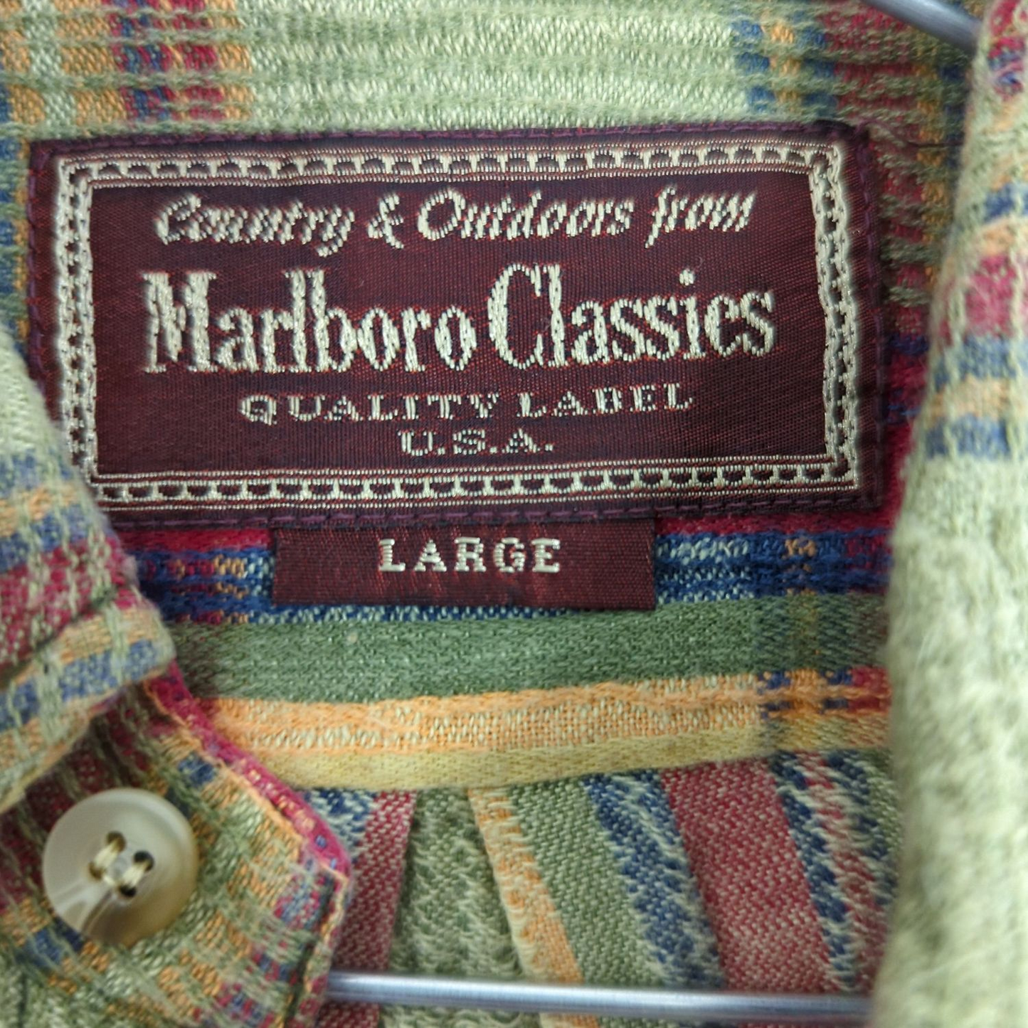 Vintage Green Plaid Button-Down Shirt - Long Sleeve