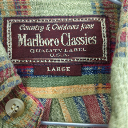 Vintage Green Plaid Button-Down Shirt - Long Sleeve