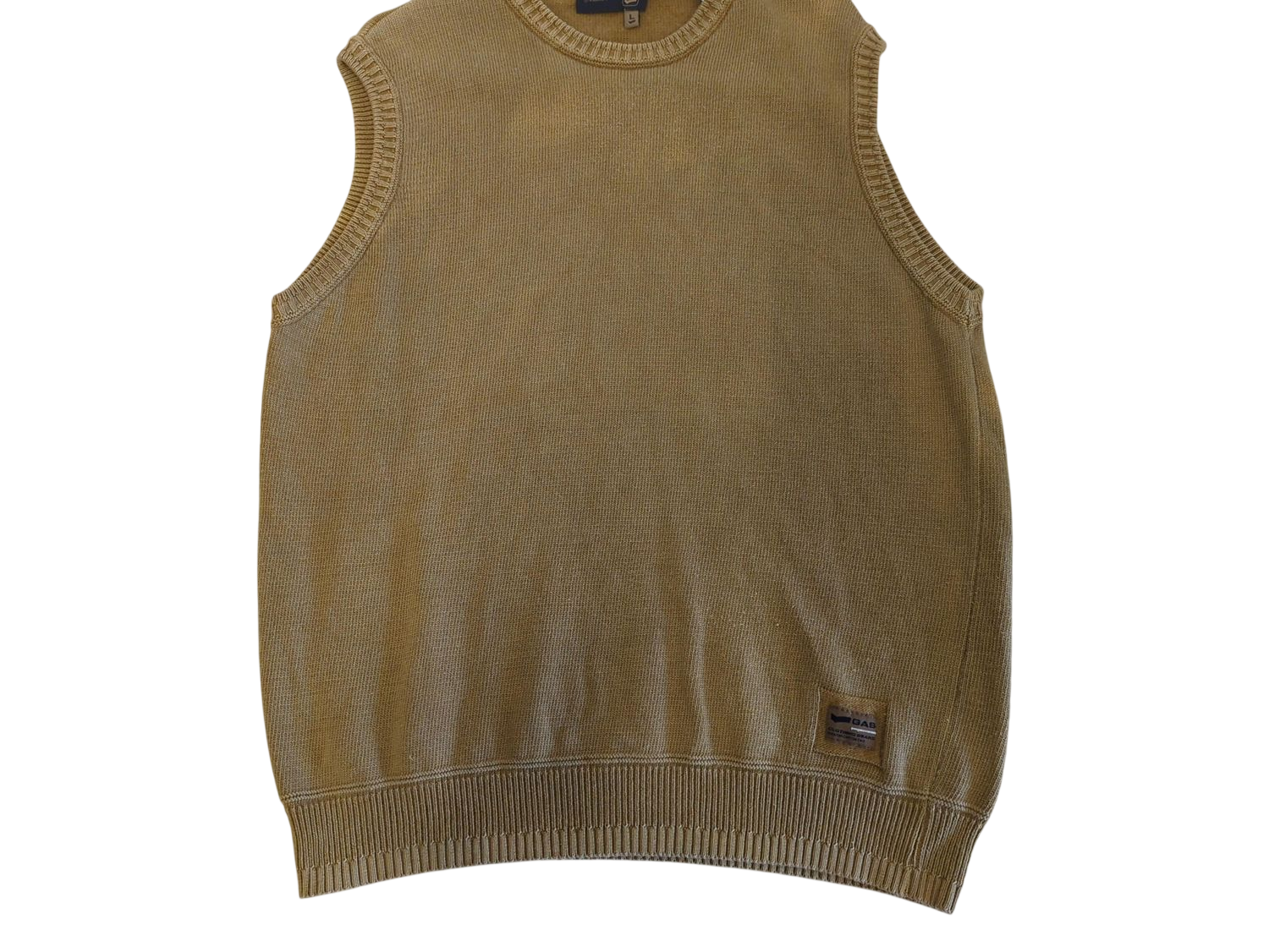 GAS Men's Beige Sleeveless Sweater Vest - Size L