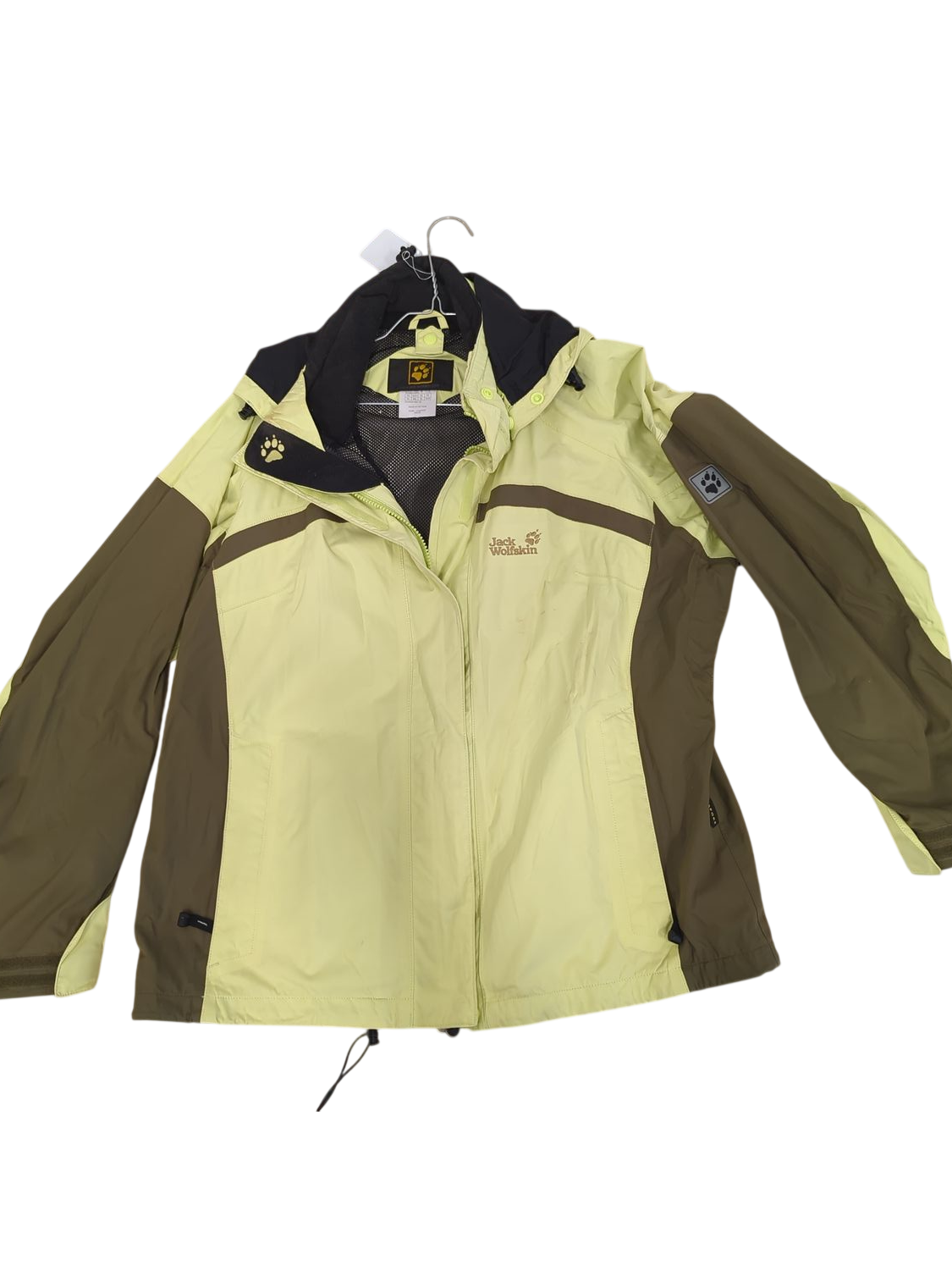 Jack Wolfskin Light Yellow & Brown Windbreaker Jacket - Size XL