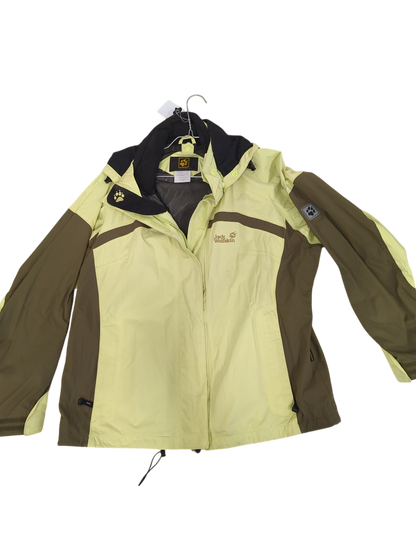 Jack Wolfskin Light Yellow & Brown Windbreaker Jacket - Size XL