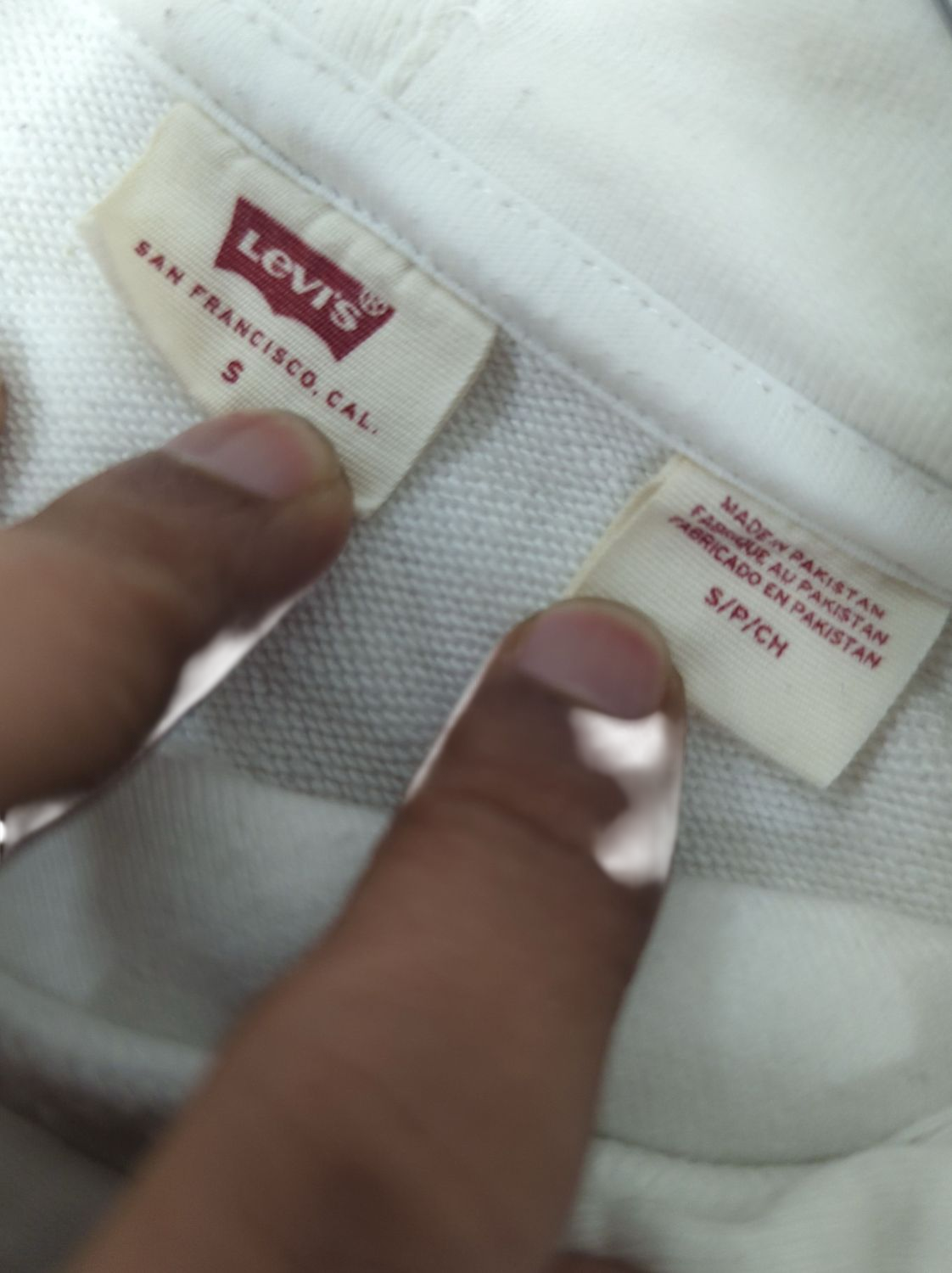 Levi's White Hoodie with Orange Logo - Size S