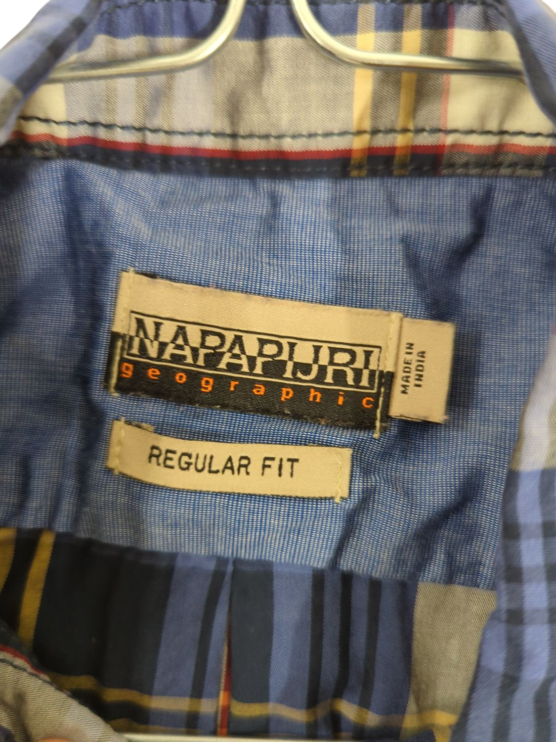 Napapijri Blue Plaid Button-Down Shirt - Regular Fit