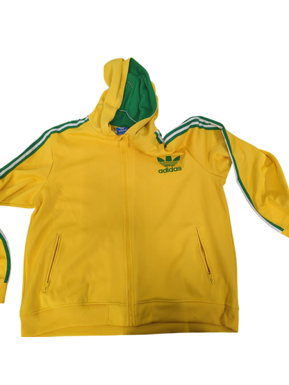 Adidas Yellow Track Jacket with Green Trim - Size UK/L EU/52