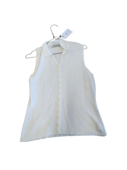 Immagineitalia White Knitted Tank Top - Italian Designer Sleeveless Vest