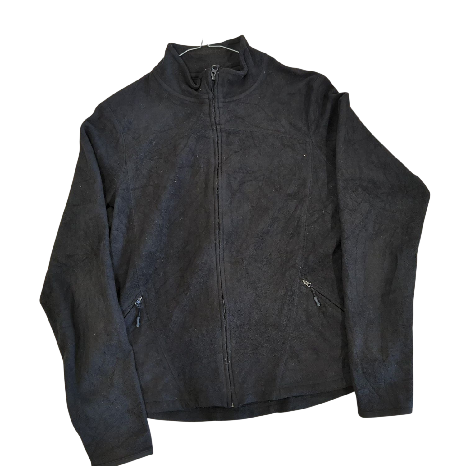 Black Fleece Zip-Up Jacket - Size L - 90% Polyester
