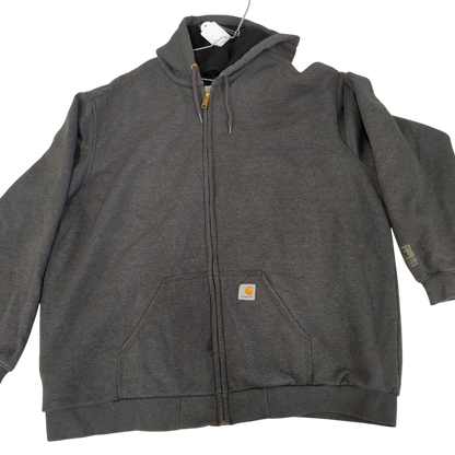 Carhartt Grey Zip-Up Hoodie Sweatshirt - Size 2XL