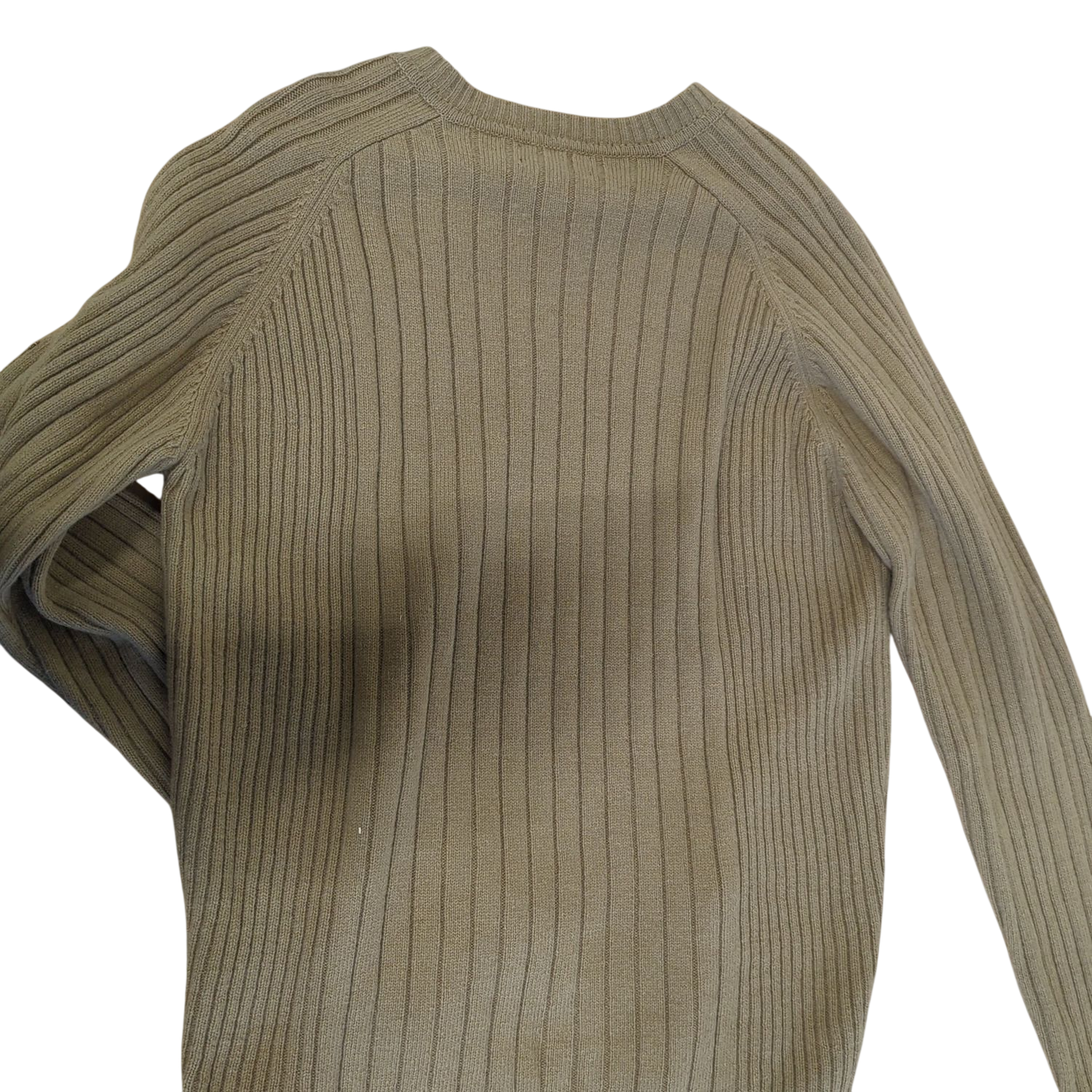 GAS Beige Ribbed V-neck Sweater - Size M