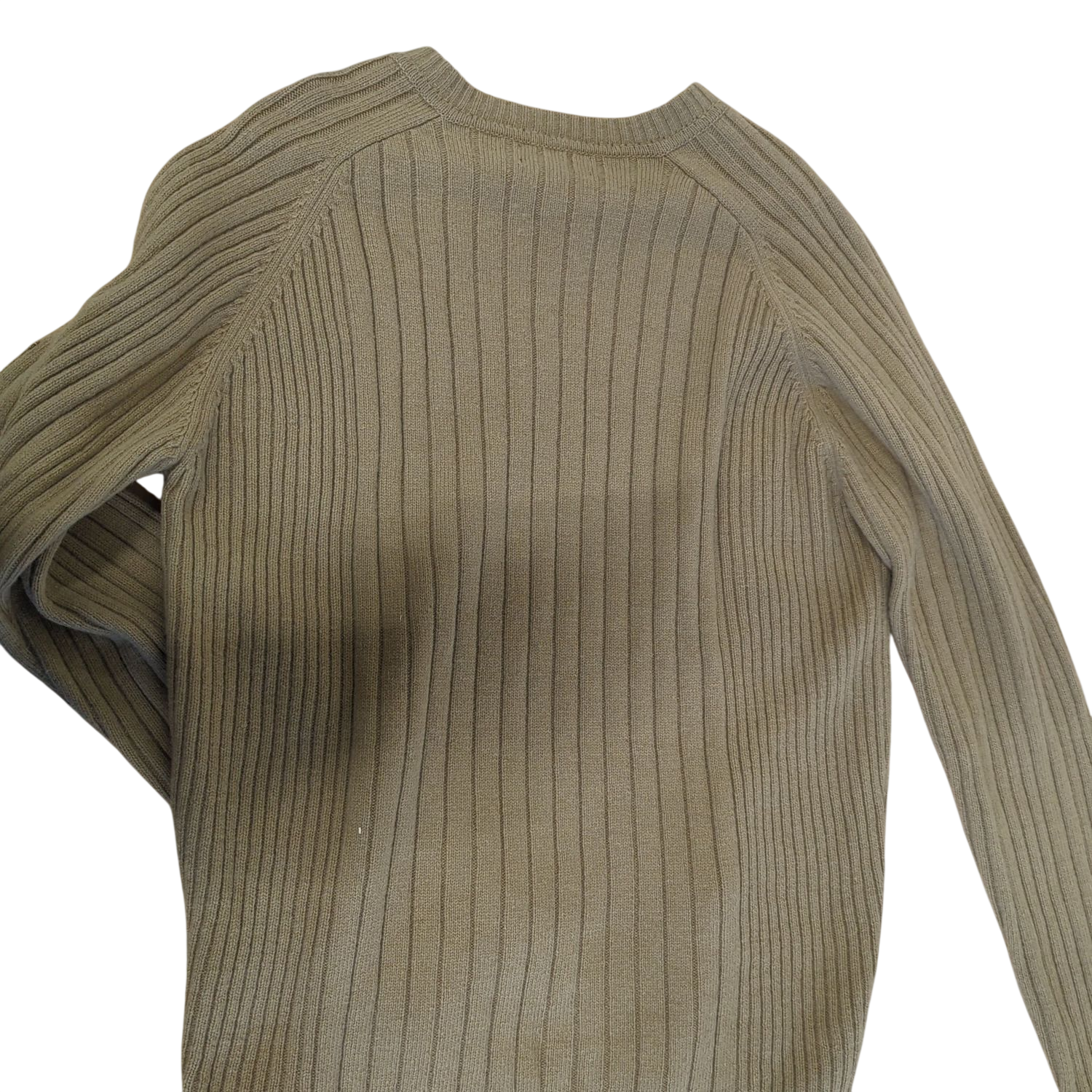 GAS Beige Ribbed V-neck Sweater - Size M