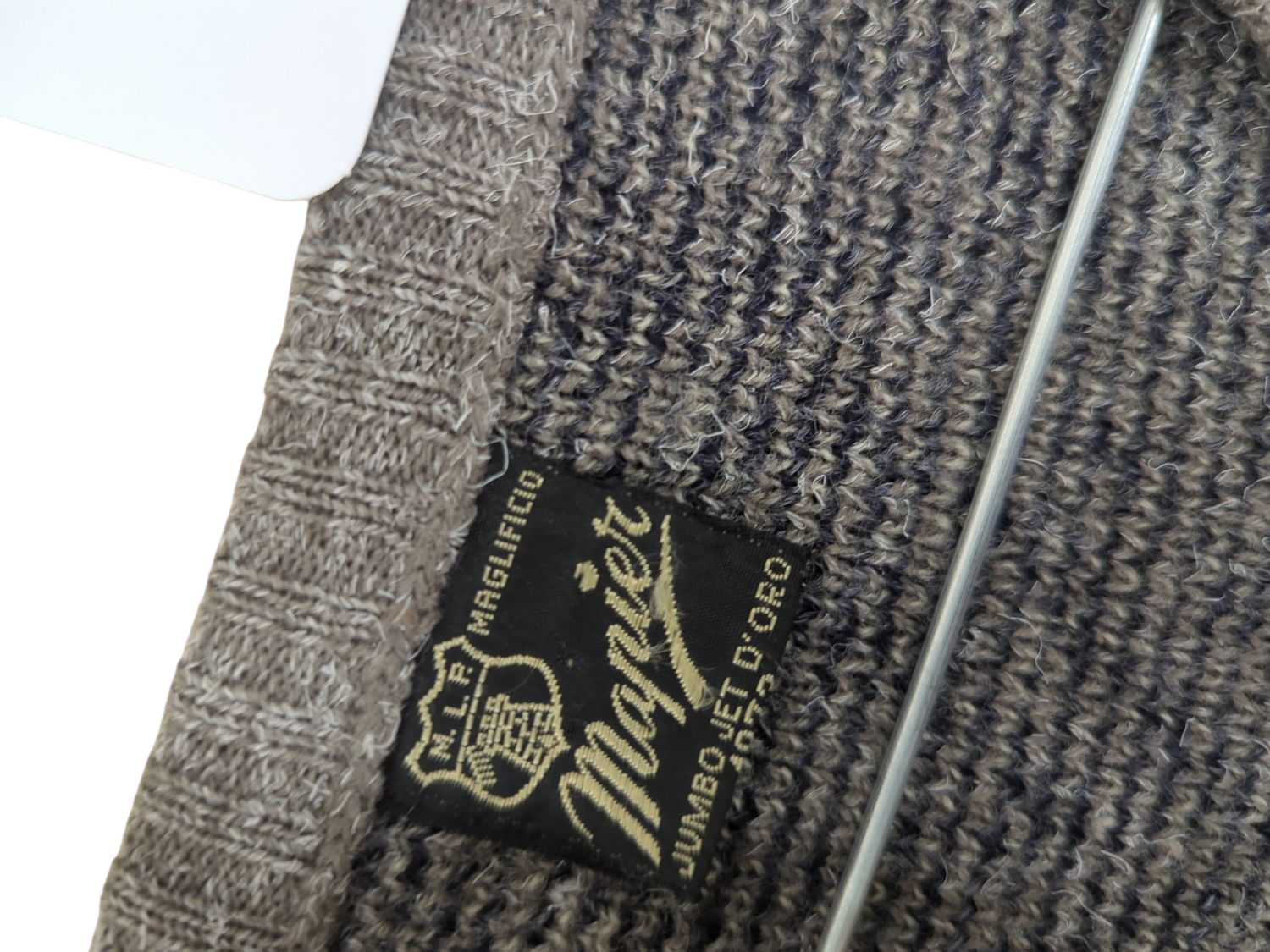 Vintage Maglificio D'oro Grey Patterned Wool Sweater
