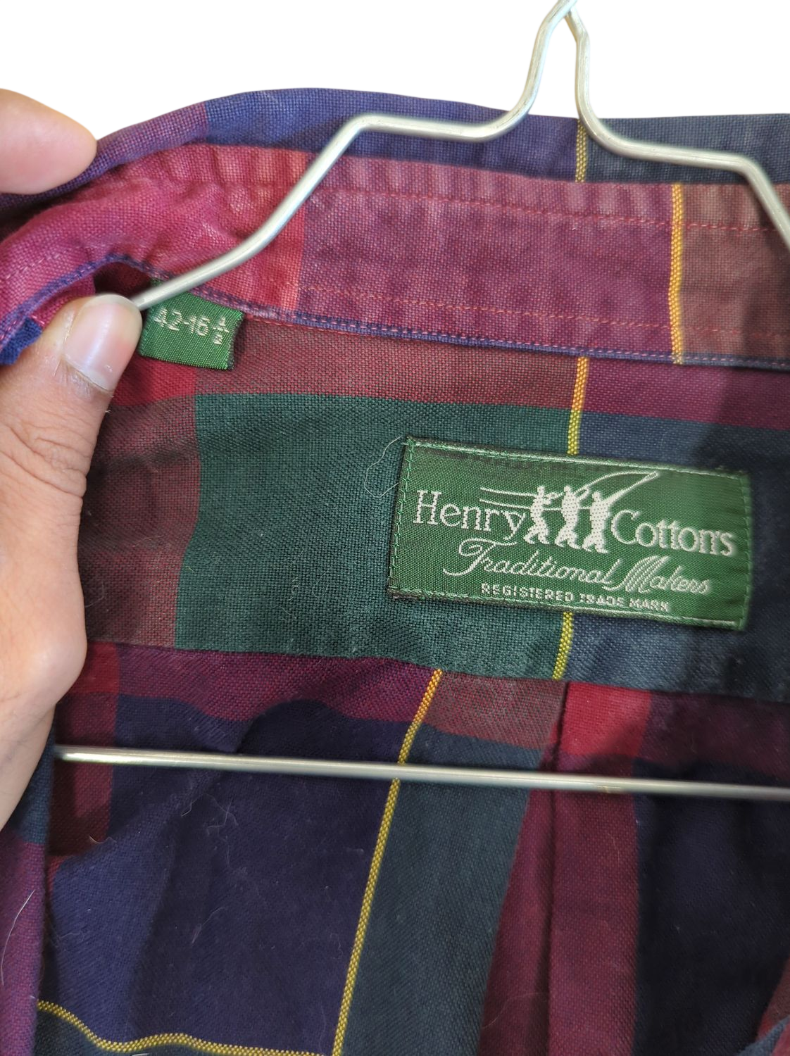 Plaid Button-Down Shirt in Red, Navy & Green