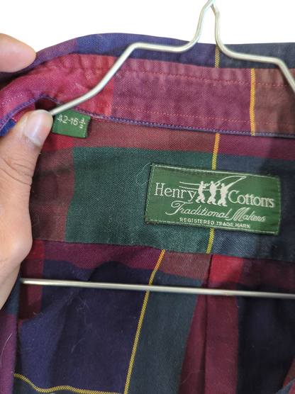 Plaid Button-Down Shirt in Red, Navy & Green