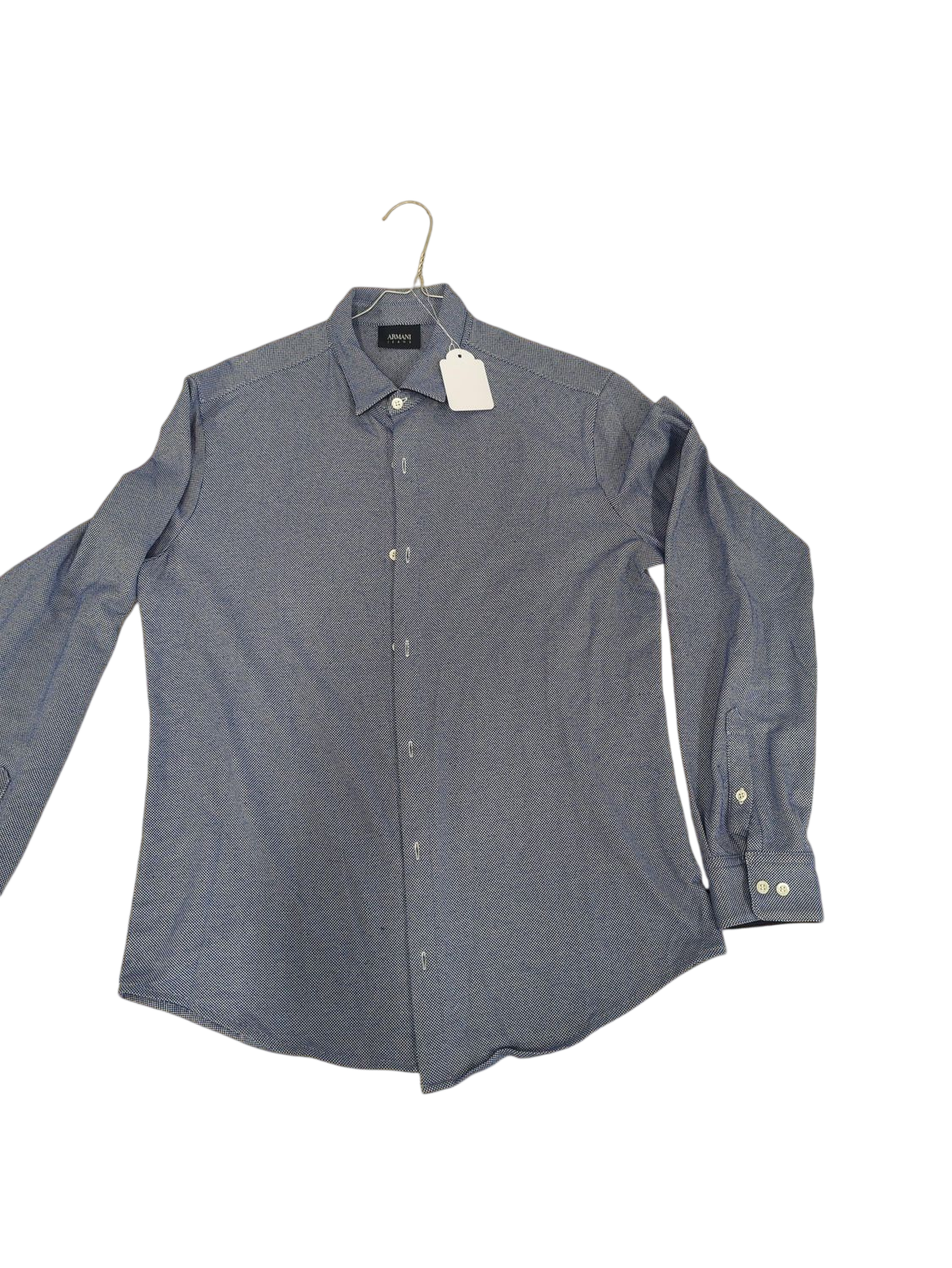 Armani Jeans Blue Button-Down Shirt - Micro Pattern