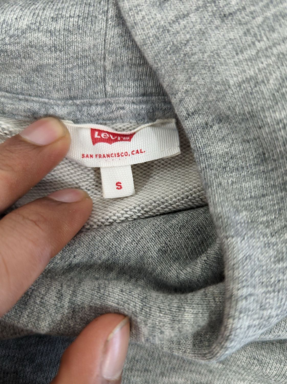 Levi's Grey Sweatshirt with Red Logo Patch - Size S