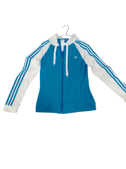 Adidas Blue and White Track Jacket - Size S