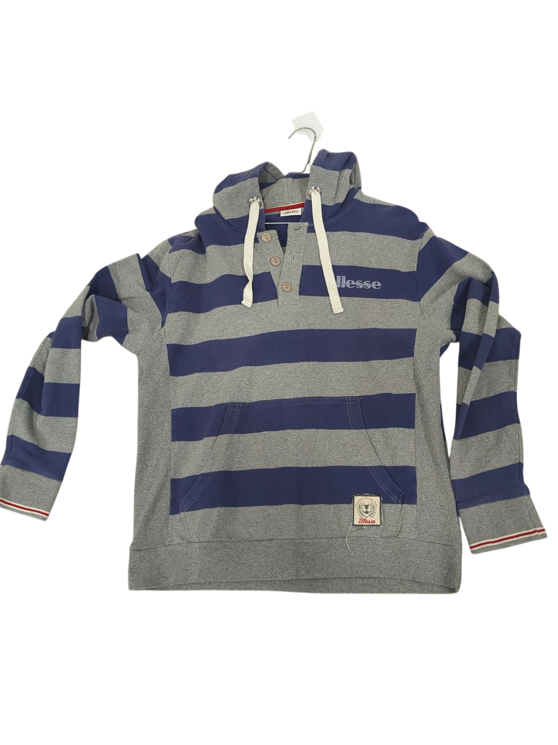 Ellesse Striped Polo Shirt - Size XL - Grey & Navy Blue
