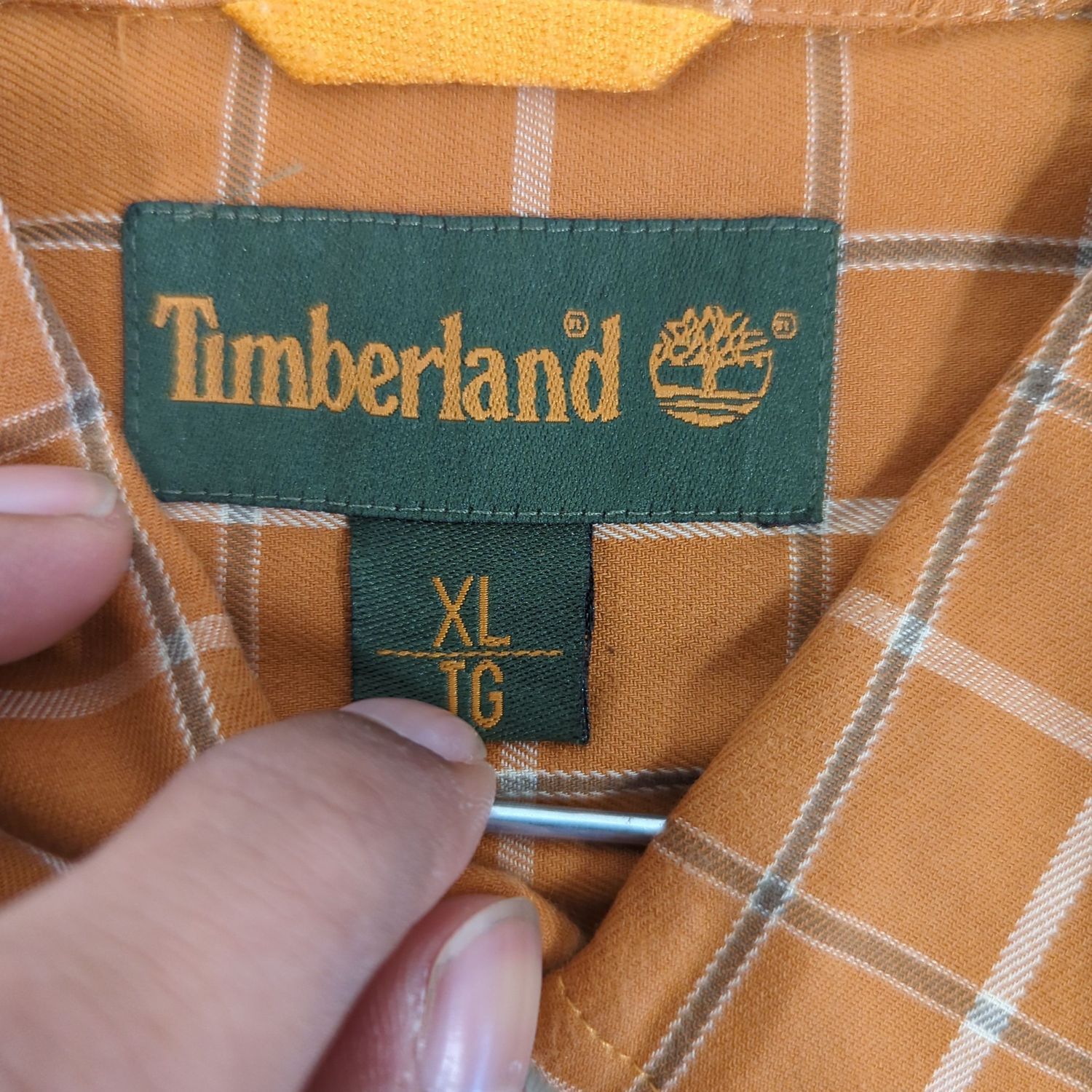 Timberland Orange Plaid Button-Down Shirt - Size XL