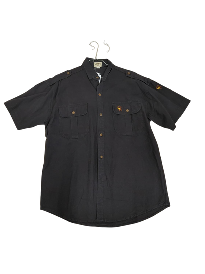 Camel Black Button-Down Shirt with Embroidered Logo - Size XL