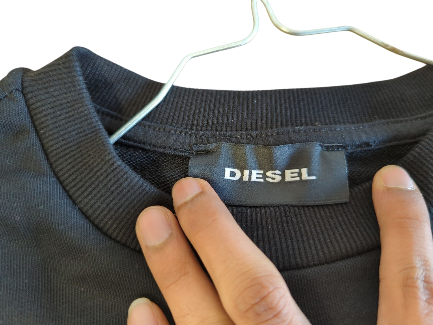 Diesel Black Crew Neck Sweatshirt with Logo Patch