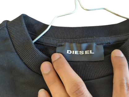 Diesel Black Crew Neck Sweatshirt with Logo Patch