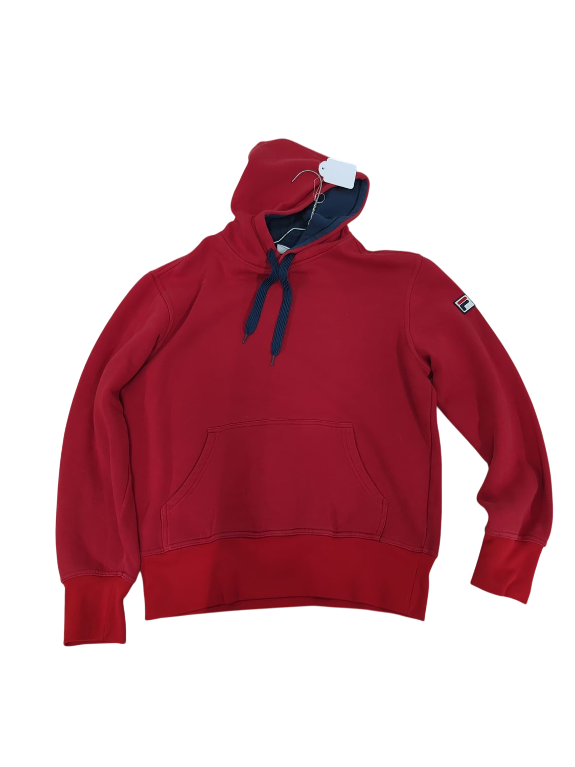 FILA Red Hoodie with Navy Collar - Size S