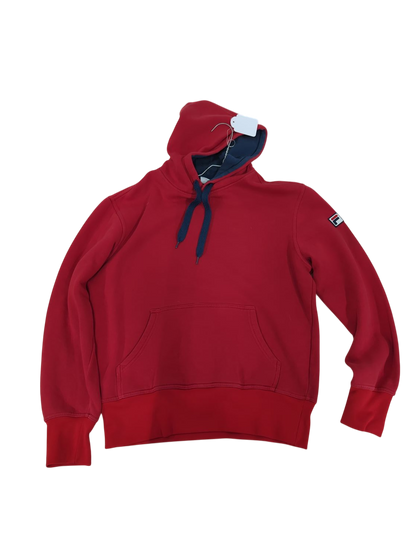 FILA Red Hoodie with Navy Collar - Size S