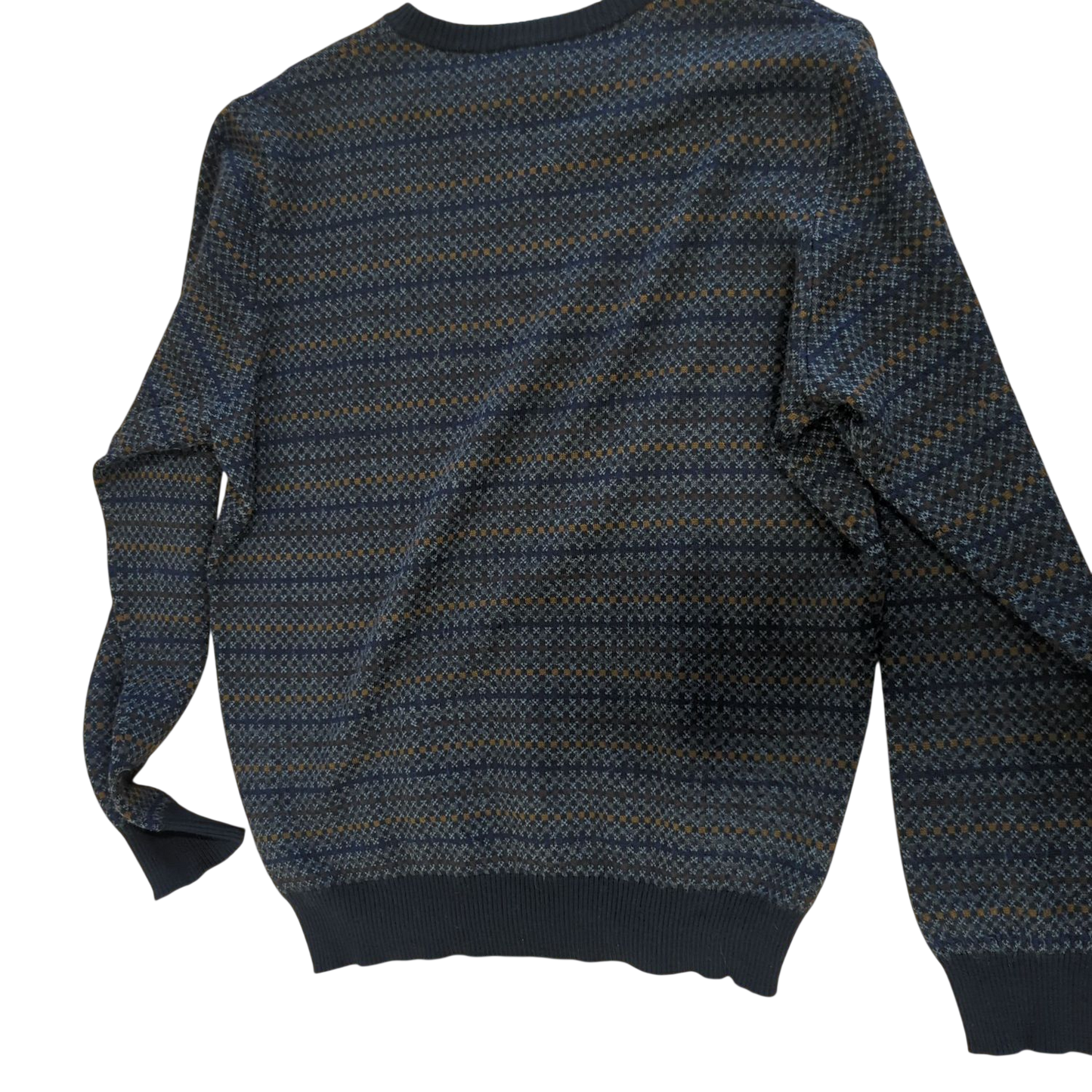 Thomas Lloyd Patterned Wool Blend Sweater - Size 48 - Grey/Navy