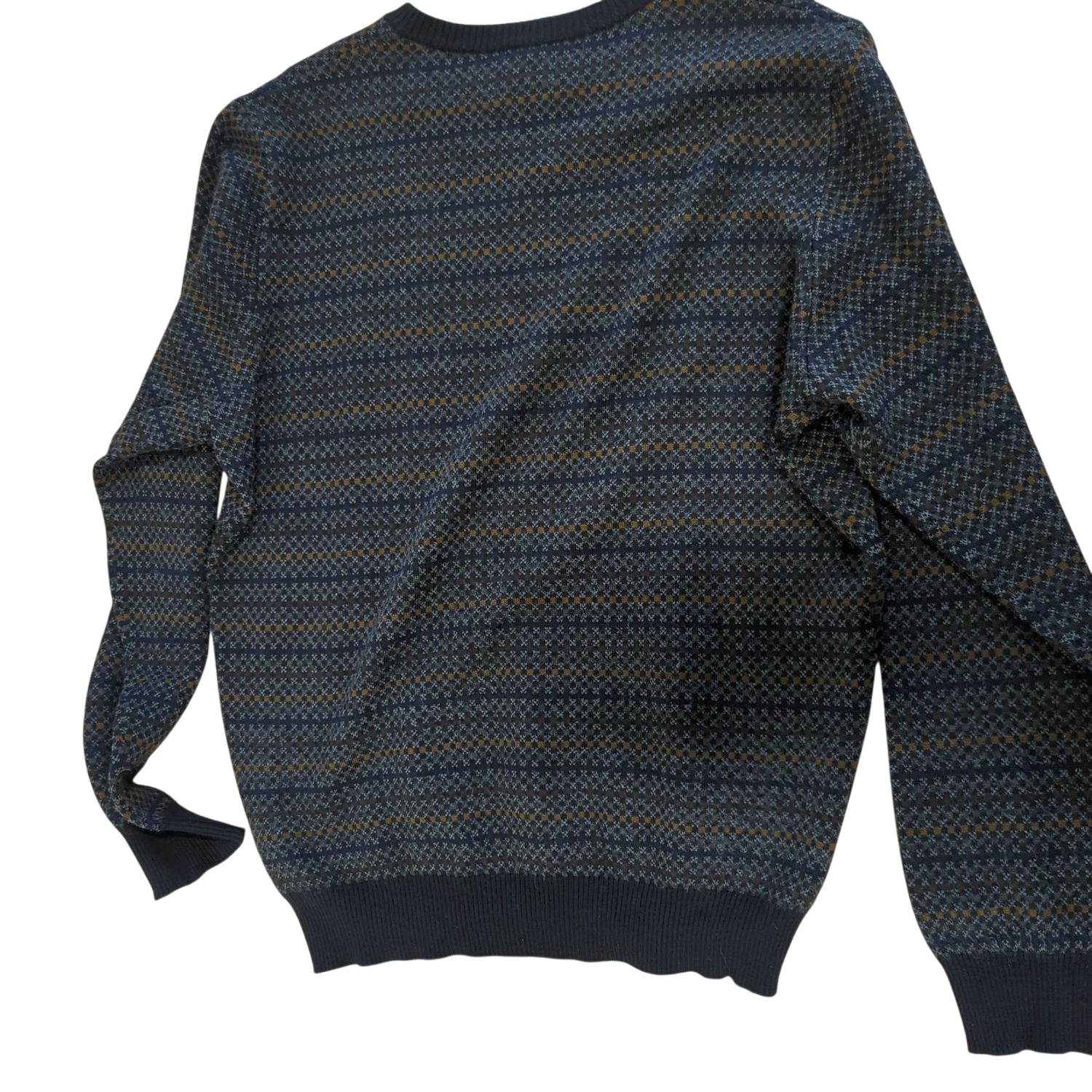 Thomas Lloyd Patterned Wool Blend Sweater - Size 48 - Grey/Navy