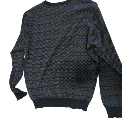 Thomas Lloyd Patterned Wool Blend Sweater - Size 48 - Grey/Navy