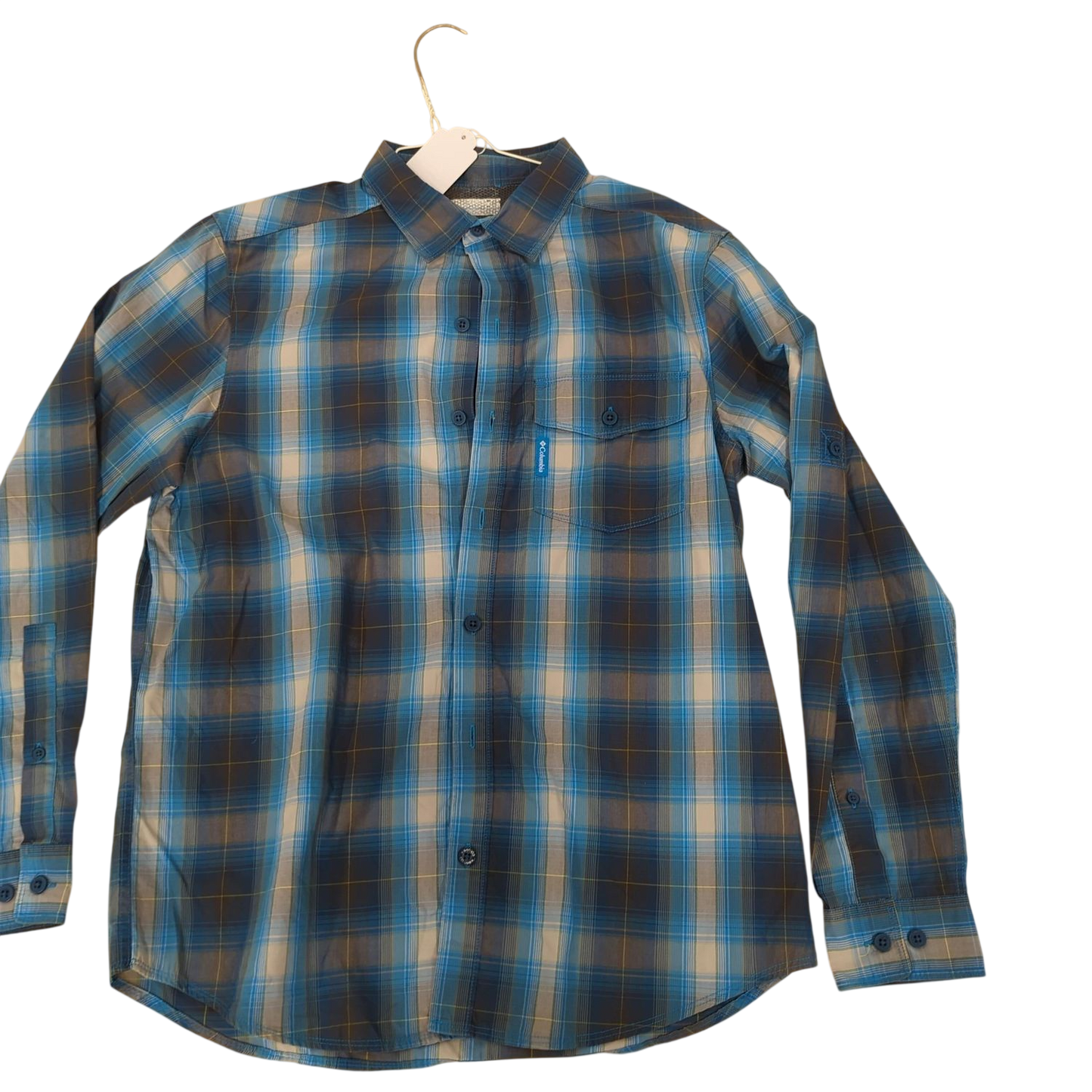 Men's Blue Plaid Button-Down Shirt - Long Sleeve Casual Top