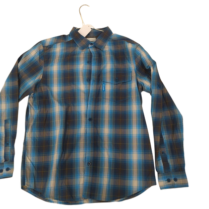 Men's Blue Plaid Button-Down Shirt - Long Sleeve Casual Top