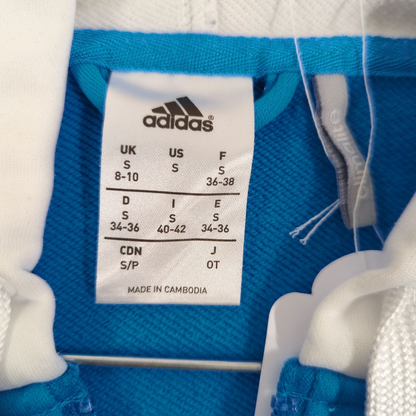 Adidas Blue and White Track Jacket - Size S