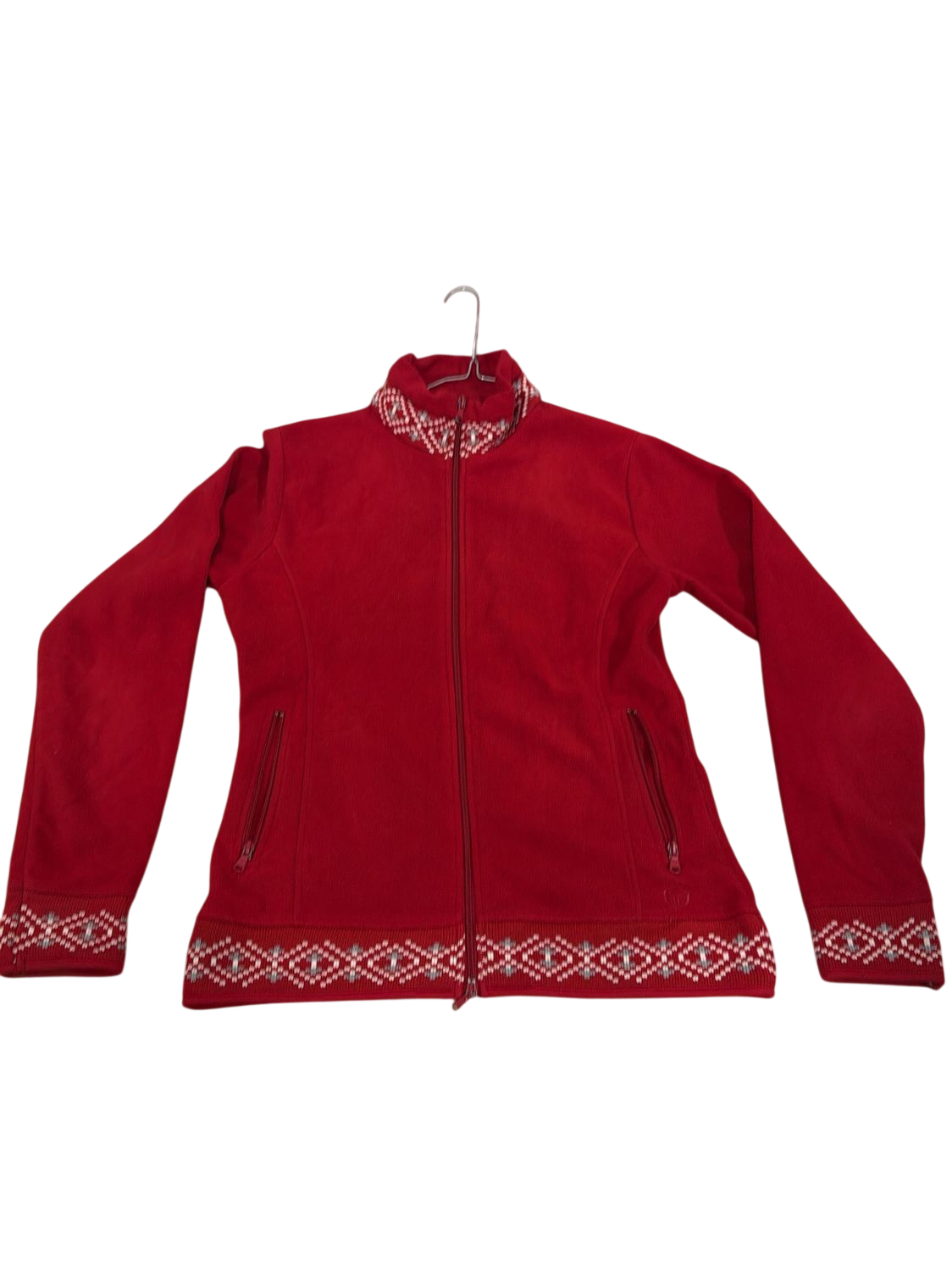 Sergio Tacchini Red Fleece Jacket with Nordic Pattern - Size L