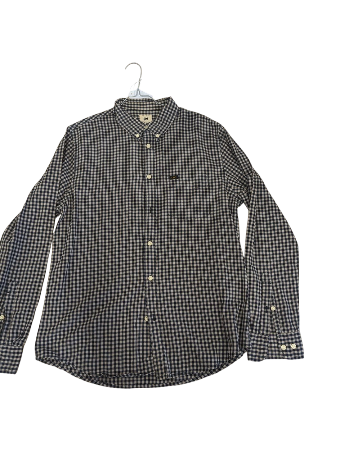 Lee Navy & White Checkered Button-Down Shirt - Size L