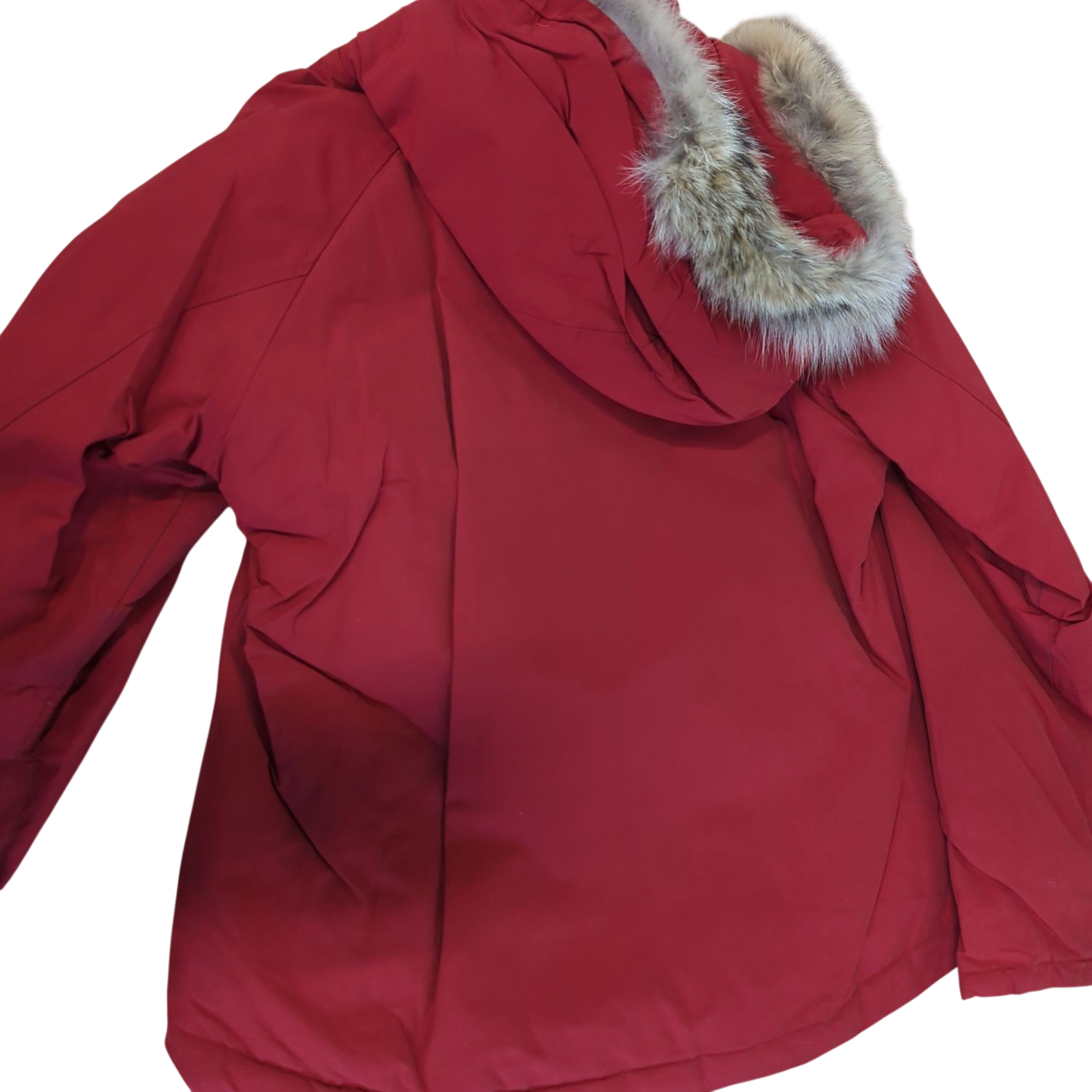 Woolrich Red Down Parka with Fur Hood - Size L
