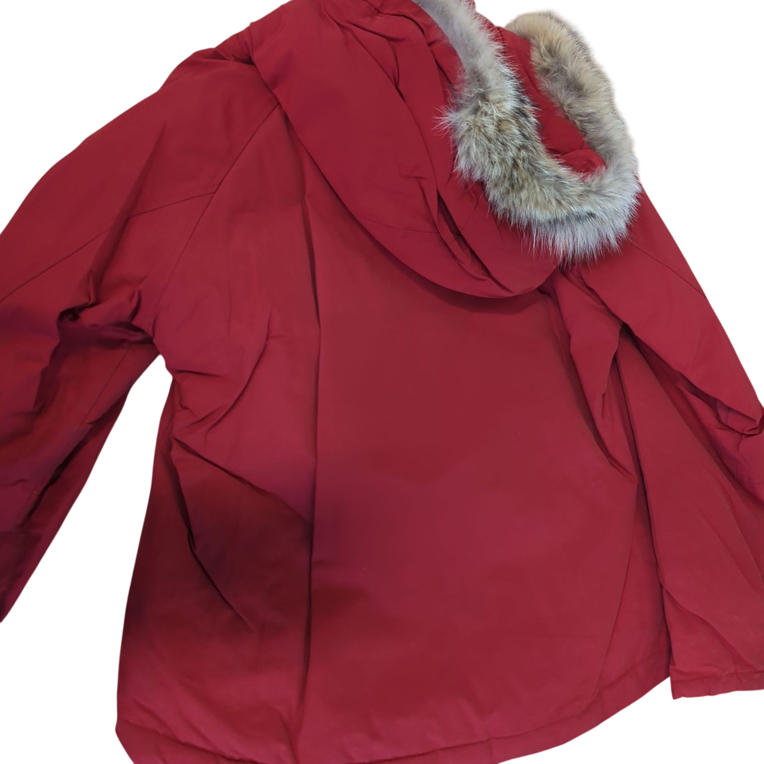 Woolrich Red Down Parka with Fur Hood - Size L