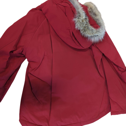 Woolrich Red Down Parka with Fur Hood - Size L