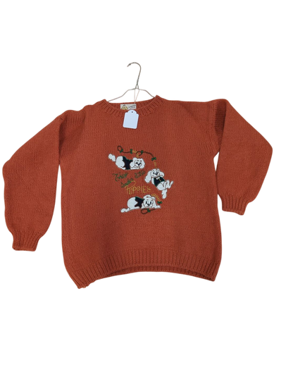 Handmade Italian Knit Sweater with Ghost Embroidery - Made in Italy
