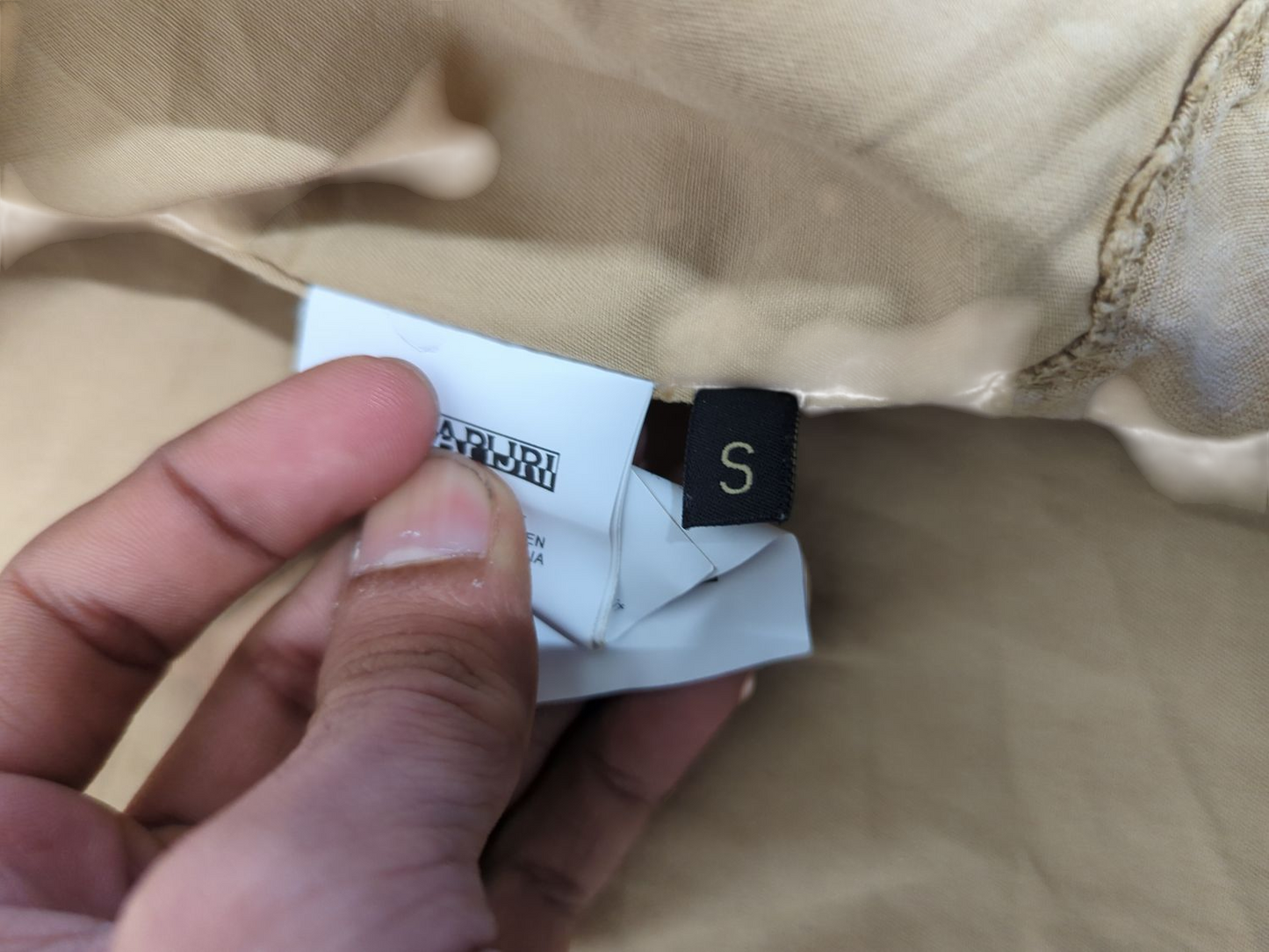 Napapijri Beige Short Sleeve Button-Down Shirt - Size S