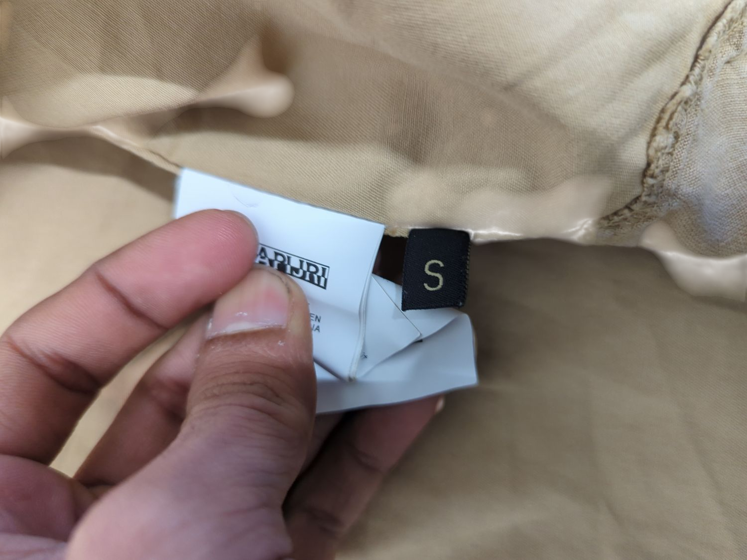 Napapijri Beige Short Sleeve Button-Down Shirt - Size S