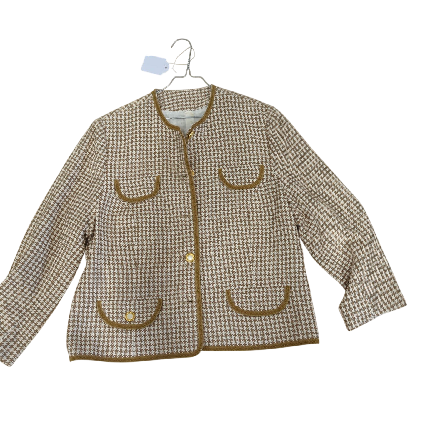 Chanel Houndstooth Pattern Blazer Jacket - Size 44